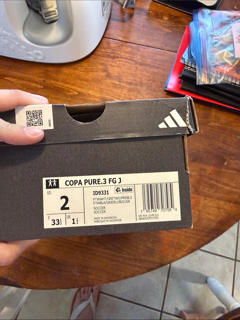adidas Kids White and Light Blue Soccer Cleats copa pure - Picture 5 of 5